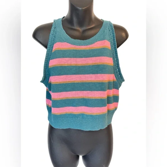 Madewell striped cropped sweater tank size large - Picture 5 of 11
